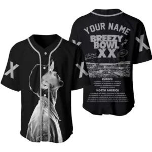 Chris Breezy Tour 2025 Baseball Jersey, Bowl XX concert 2025 Summer Tour Holiday
