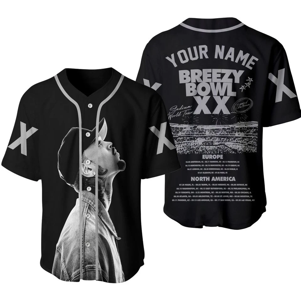 Chris Breezy Tour 2025 Baseball Jersey, Bowl XX concert 2025 Summer Tour Holiday