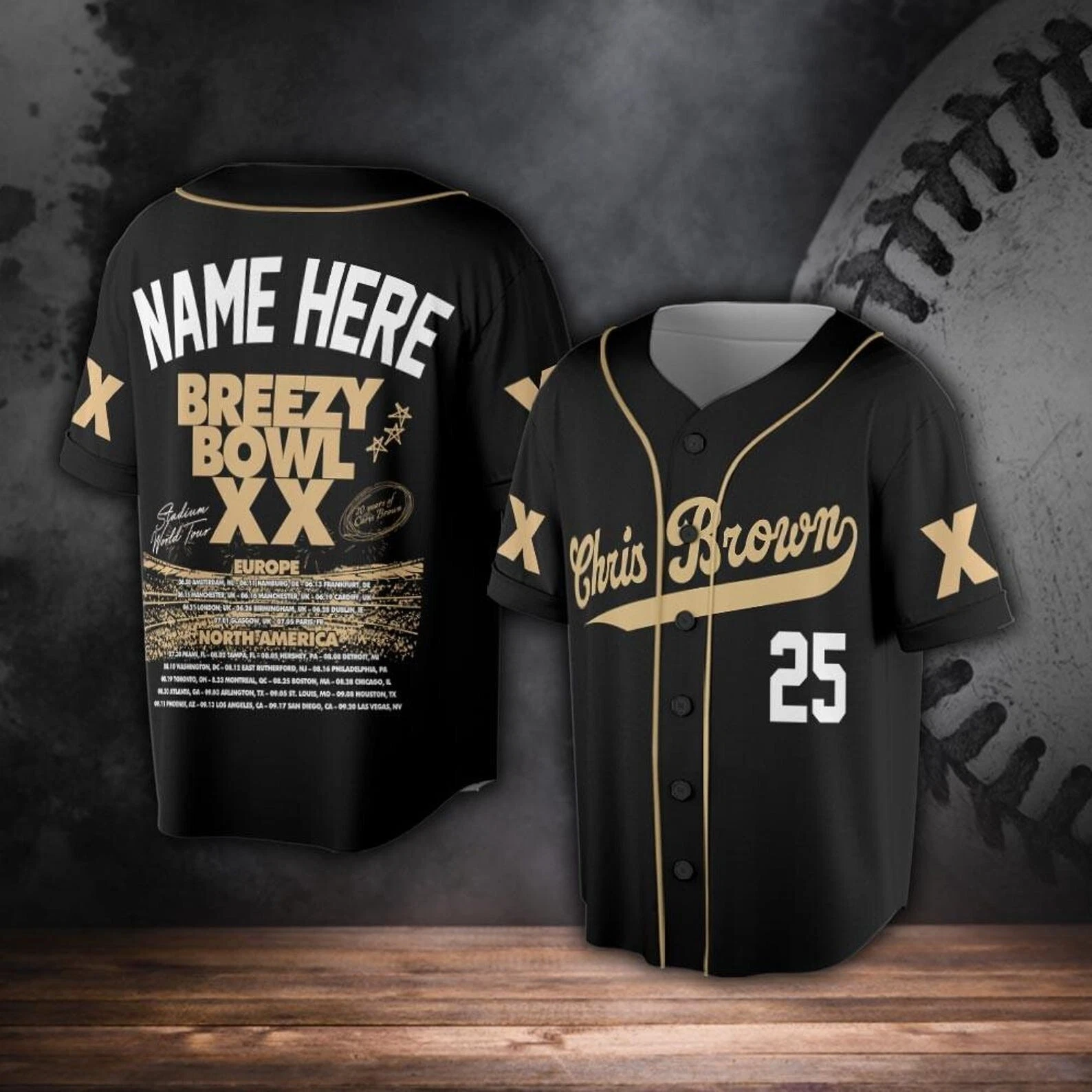 Chris Breezy Tour 2025 Baseball Jersey, Bowl XX Concert 2025 Summer Tour