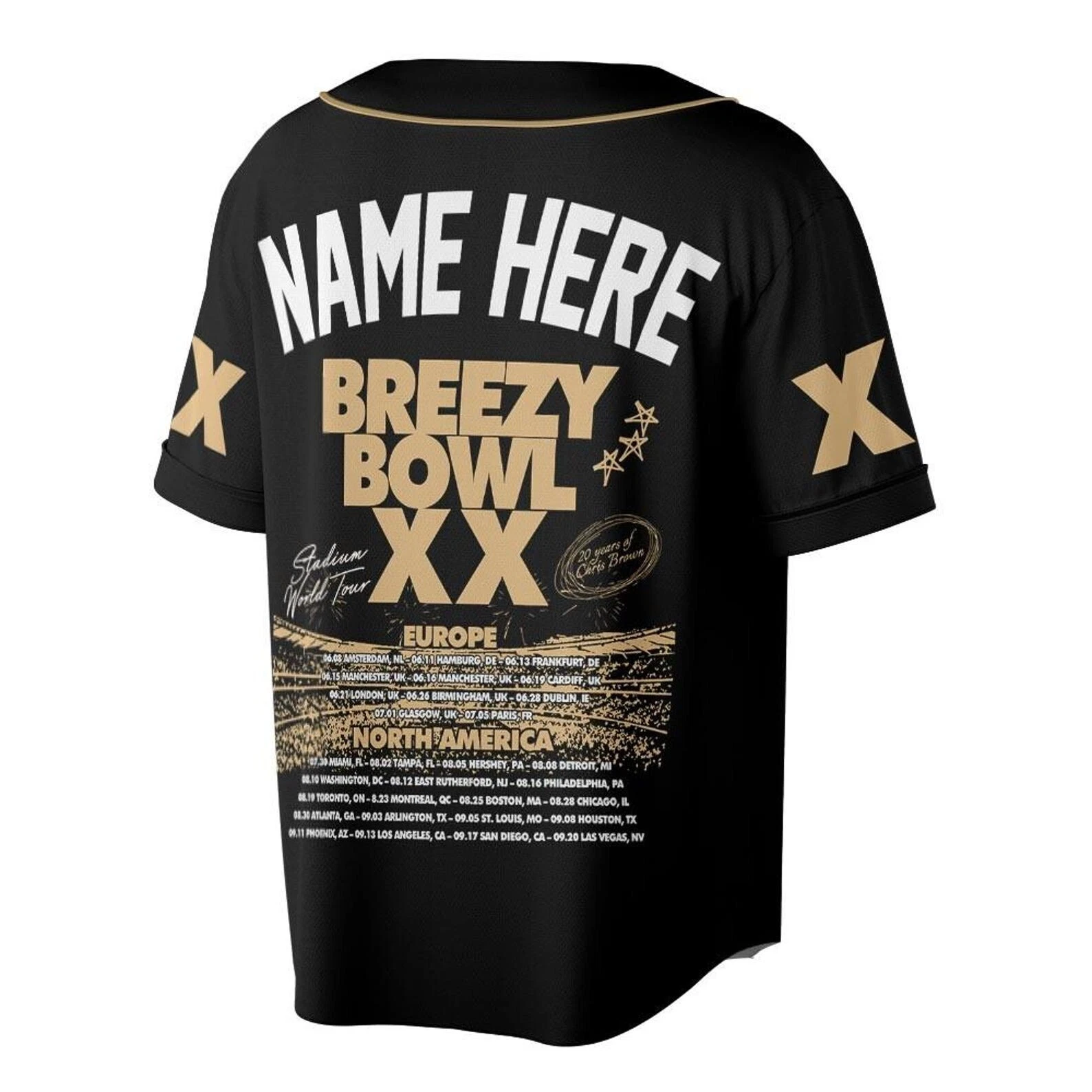 Chris Breezy Tour 2025 Baseball Jersey, Bowl XX Concert 2025 Summer Tour - Image 5
