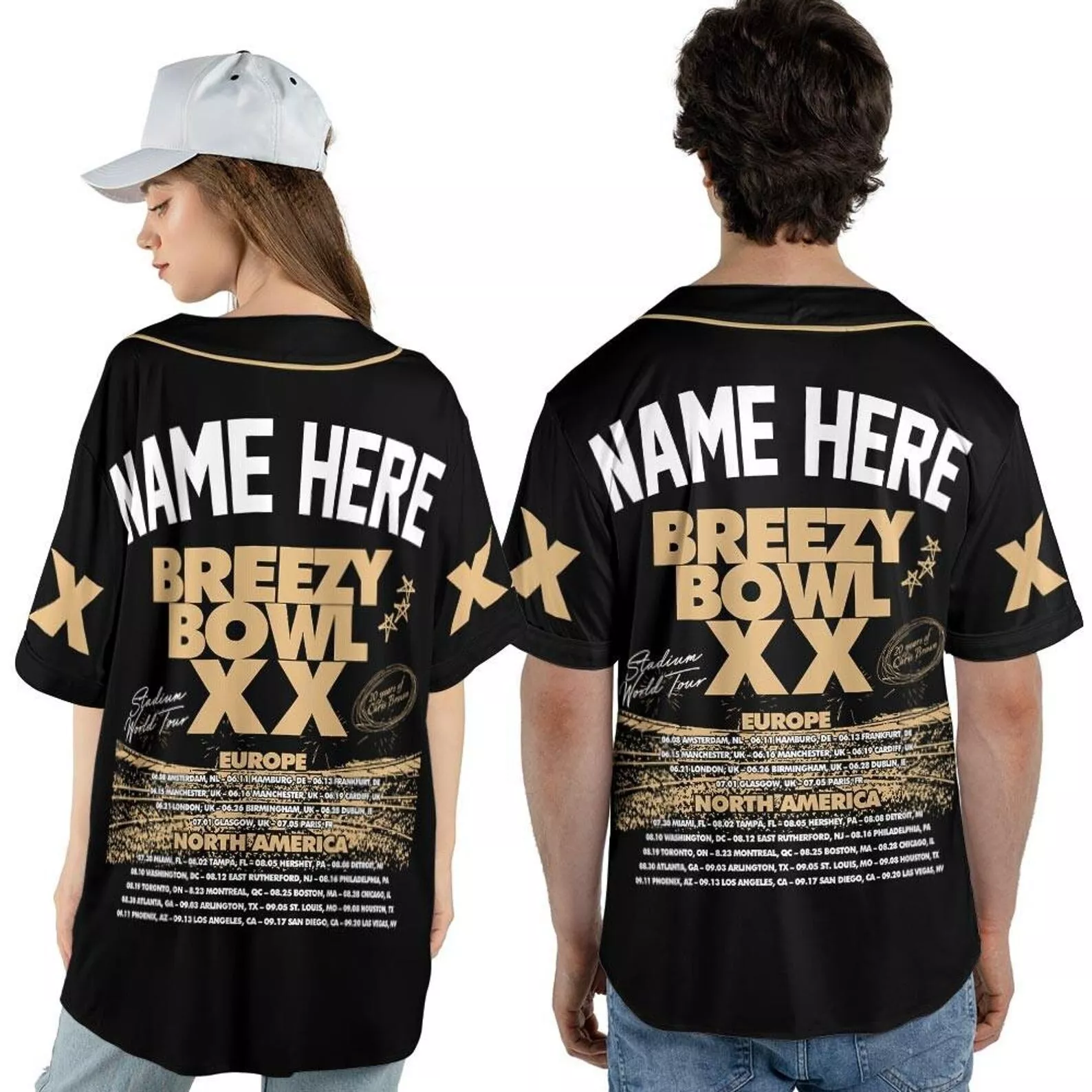 Chris Breezy Tour 2025 Baseball Jersey, Bowl XX Concert 2025 Summer Tour - Image 3