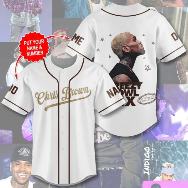 Personalized Chris Brown Music Tour 2025 Baseball Jersey - Image 2
