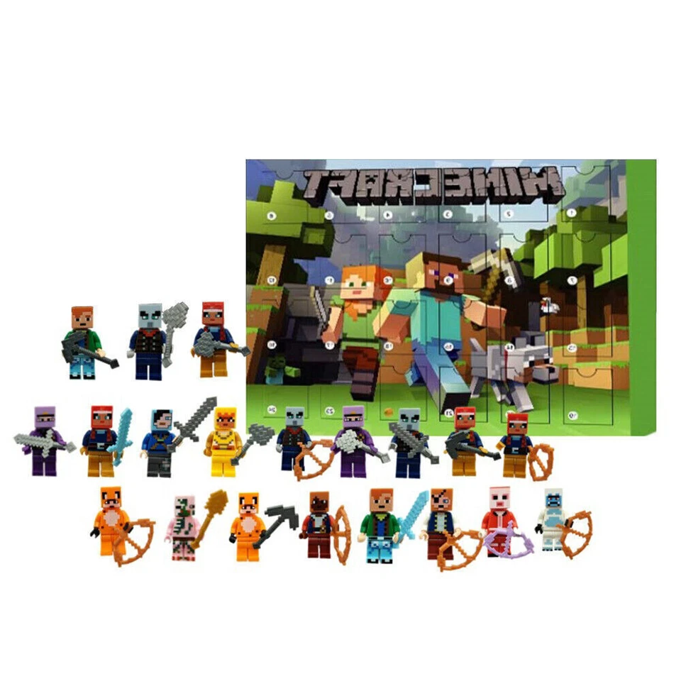 Christmas 3D Advent Calendar With 24 pcs Minecraft Minifigures Toys