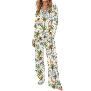 Alternative view of Safari Animal Satin Pajama Set For Women