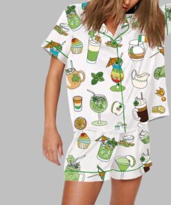 Alternative view of Saint Patricks Day Special Green Cocktails Print Pajama Set