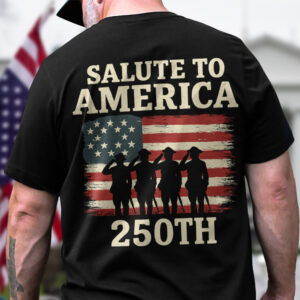 Alternative view of Salute To America 250th Veteran Back Side Dark Shirt Happy America 250 Gifts CH07 896724