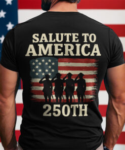Salute To America 250th Veteran Back Side Dark Shirt Happy America 250 Gifts