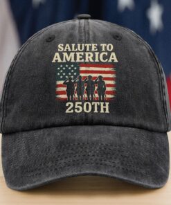 Salute To America 250th Veteran Washed Denim Baseball Cap Happy America 250 Gifts