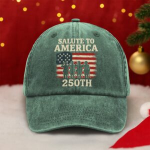 Alternative view of Salute To America 250th Veteran Washed Denim Baseball Cap Happy America 250 Gifts CH07 896730