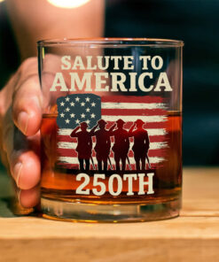 Alternative view of Salute To America 250th Veteran Whiskey Glass Happy America 250 Gifts