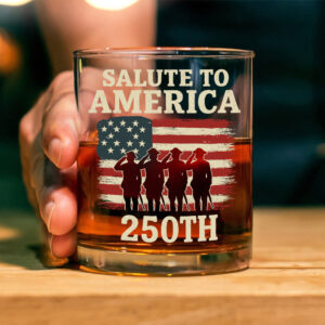 Alternative view of Salute To America 250th Veteran Whiskey Glass Happy America 250 Gifts CH07 896726
