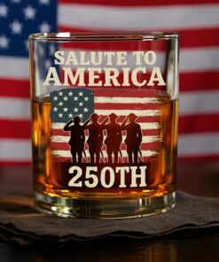 Salute To America 250th Veteran Whiskey Glass Happy America 250 Gifts