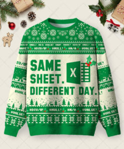Same Sheet Different Day Ugly Christmas Fuzzy Fleece Sweatshirt