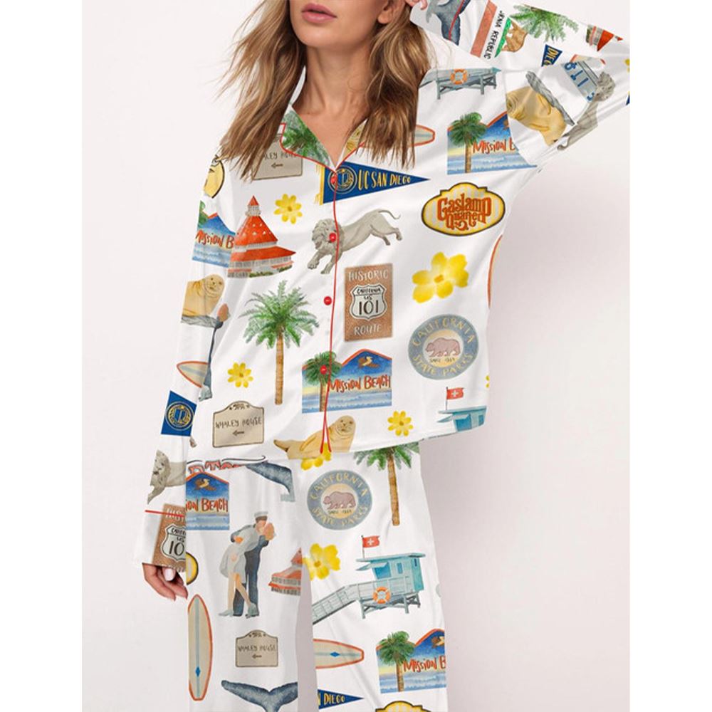 San Diego Travel Satin Pajama Set For Women - Image 3