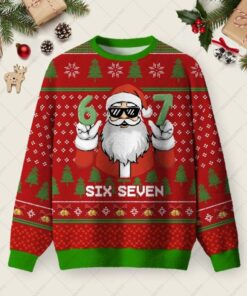 Santa 67 Ugly Christmas Fuzzy Fleece Sweatshirt