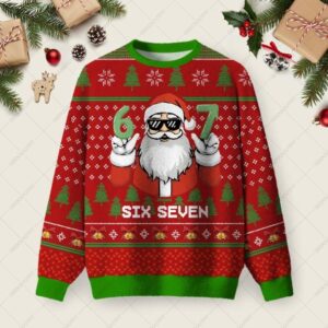 Santa 67 Ugly Christmas Fuzzy Fleece Sweatshirt
