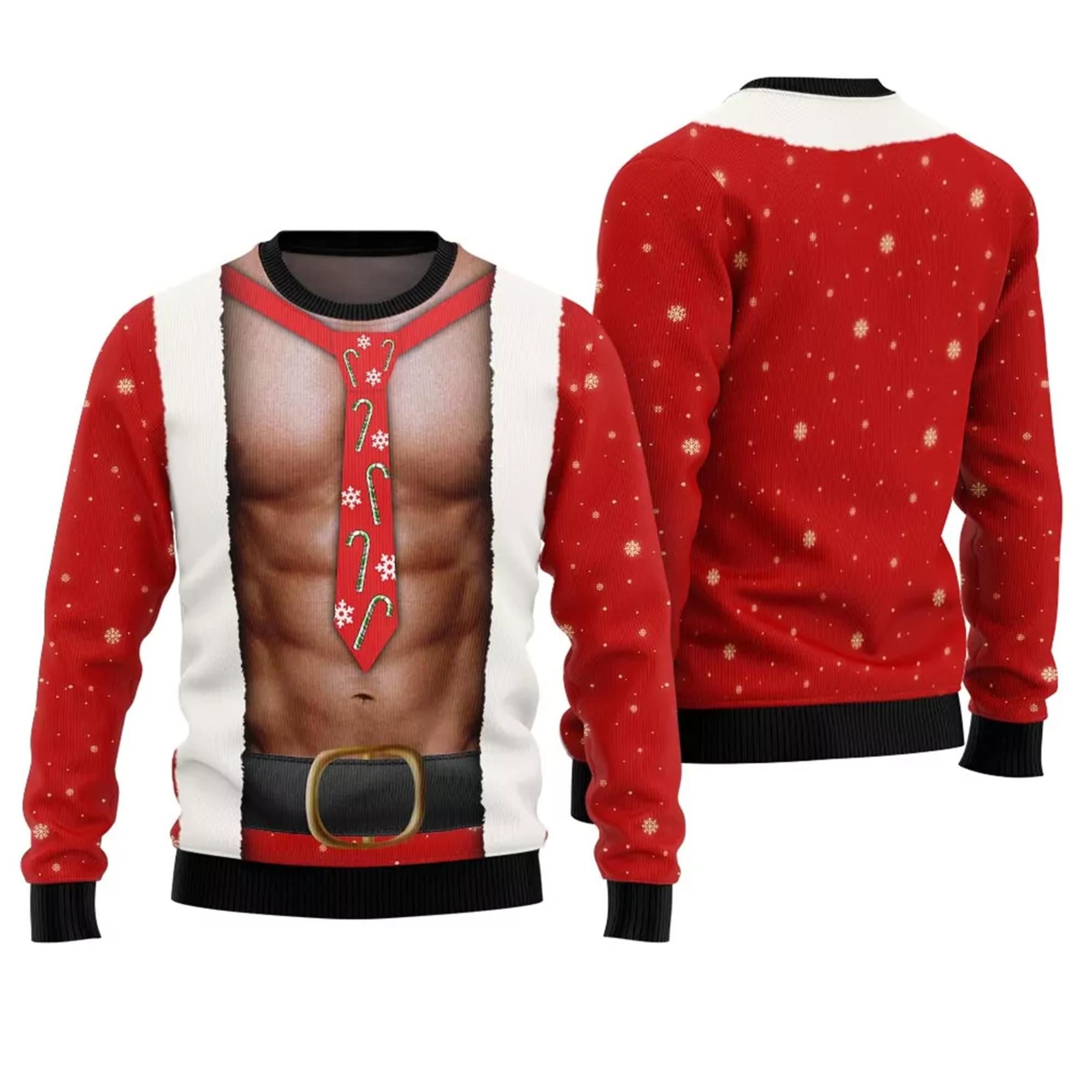 Santa Abs Ugly Christmas Sweater - Grishko.com