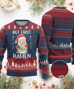 Santa But First Ramen Ugly Christmas Sweater 