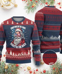Santa Christmas in the Front Party in the Back Ugly Christmas Sweater 