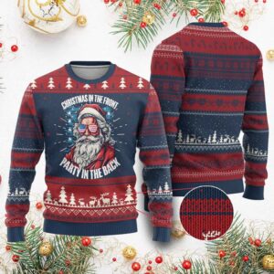 Santa Christmas in the Front Party in the Back Ugly Christmas Sweater - Grishko.com