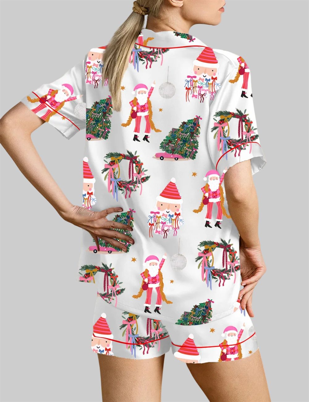 Alternative view of Santa Christmas Tree Pajama Set