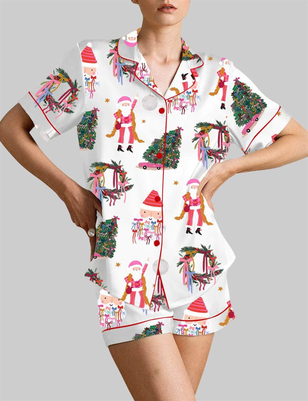 Santa Christmas Tree Pajama Set