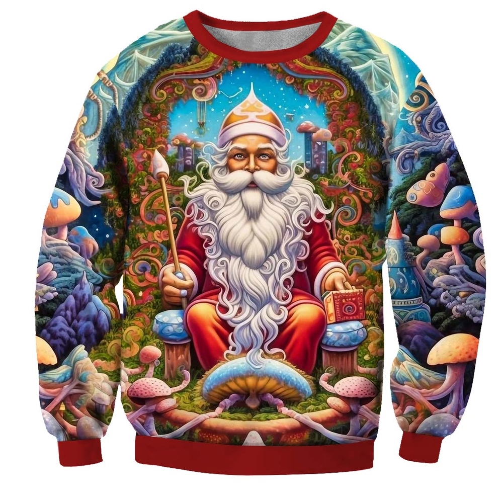 Santa Claus 3D Print Crew Neck Ugly Christmas Sweatshirt - Grishko.com