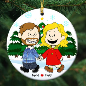Alternative view of Santa Claus Couple - Personalized Christmas Gifts - Couple Ceramic Ornament