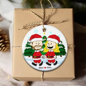 Santa Claus Couple - Personalized Christmas Gifts - Couple Ceramic Ornament