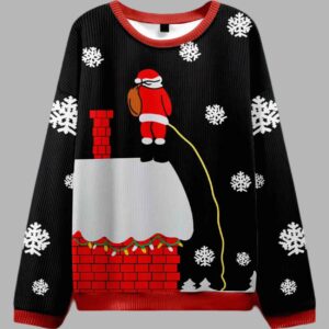 Alternative view of Santa Claus On The Roof Ugly Christmas Sweater - gullprint.com