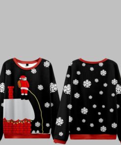 Santa Claus On The Roof Ugly Sweater 2025 Christmas 