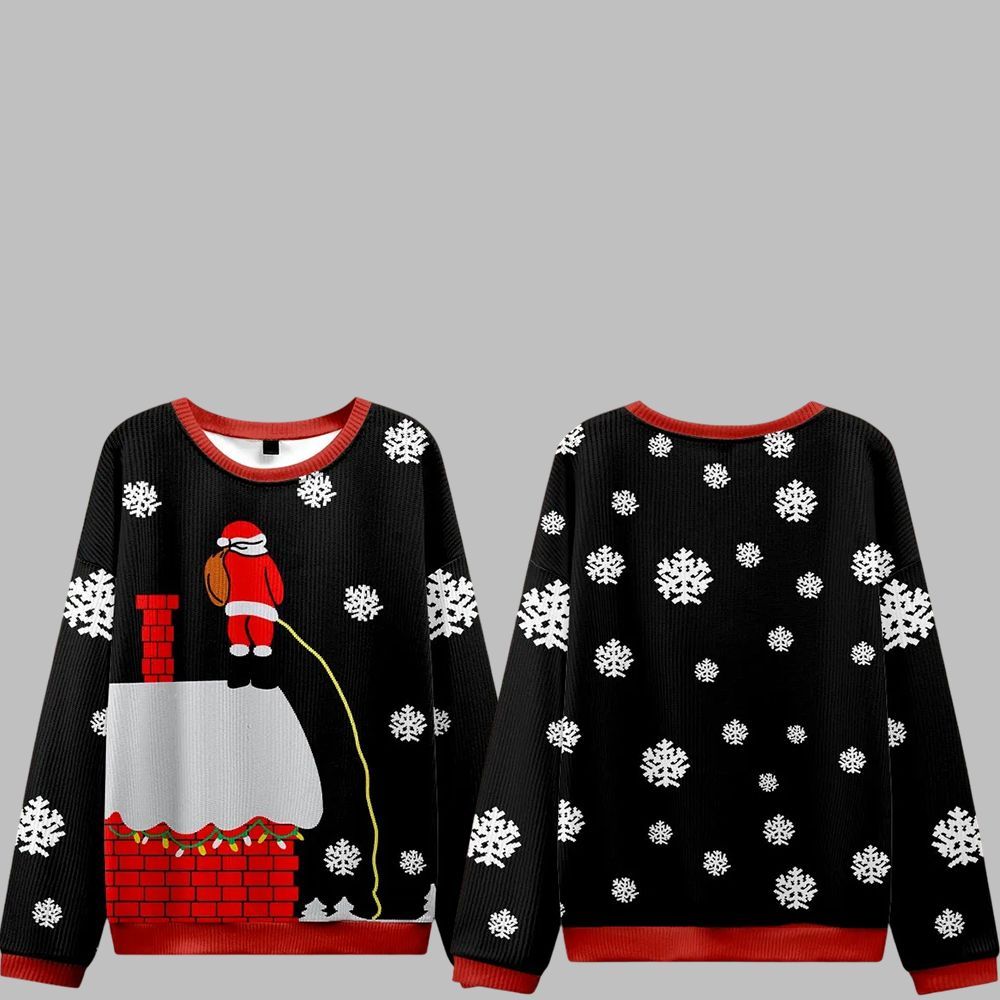 Santa Claus On The Roof Ugly Sweater 2025 Christmas - Grishko.com