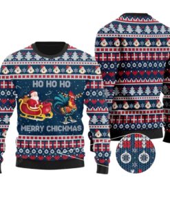 Santa Clause Riding Chicken Ugly Sweater 