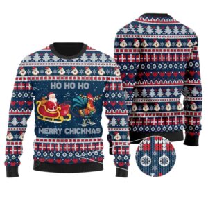Santa Clause Riding Chicken Ugly Sweater - Grishko.com