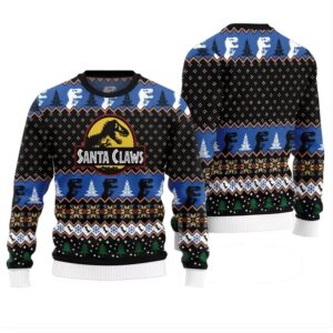 Santa Claws Dinosaur Ugly Christmas Sweater - Grishko.com