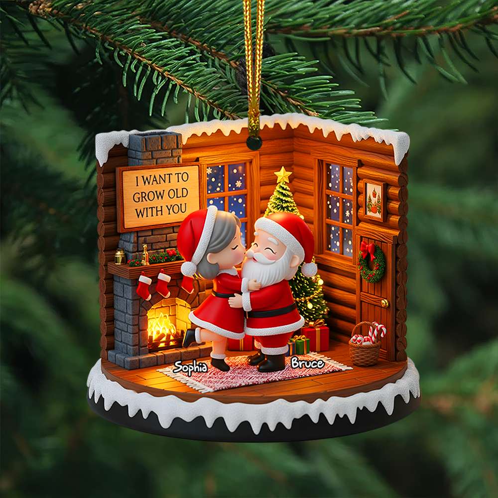 Santa Couple Christmas Ornament - Personalized Gifts For Couple 06PGLU090825 - Image 3