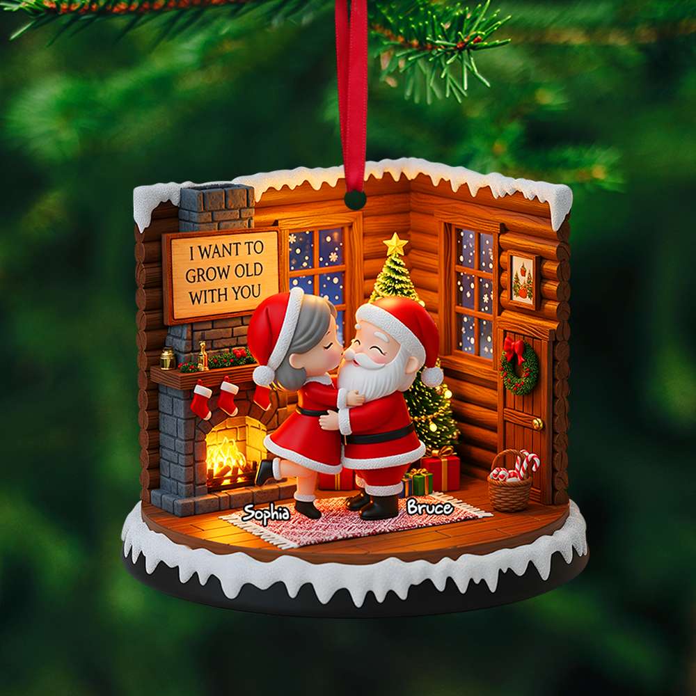 Santa Couple Christmas Ornament - Personalized Gifts For Couple 06PGLU090825