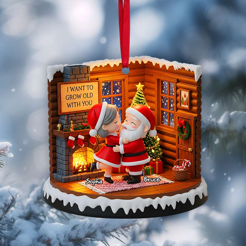 Alternative view of Santa Couple Christmas Ornament - Personalized Gifts For Couple 06PGLU090825