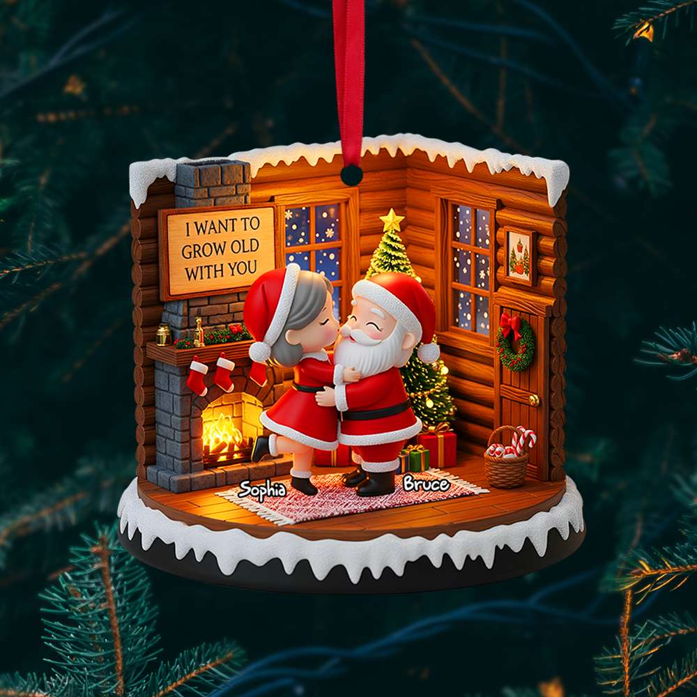 Santa Couple Christmas Ornament - Personalized Gifts For Couple 06PGLU090825 - Image 4
