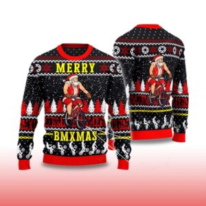 Alternative view of Santa Cycling Merry BMxmas Ugly Christmas Sweater 2025