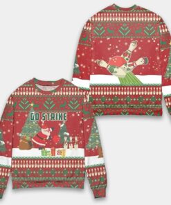 Santa Go Strike Funny Bowling Christmas Ugly Sweater