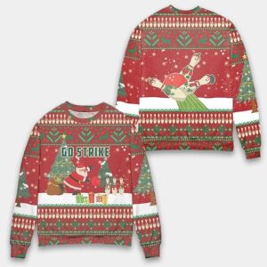 Santa Go Strike Funny Bowling Christmas Ugly Sweater