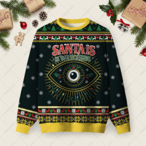 Santa Is Watching You Ugly Christmas Fuzzy Fleece Sweatshirt