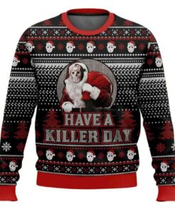 Santa Jason Voorhees Have A Killer Day Ugly Christmas Sweater