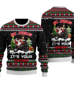 Alternative view of Santa Jesus Ride Motobike Ugly Christmas Sweater 