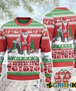 Santa Playing Golf For Unisex Ugly Christmas Sweater 