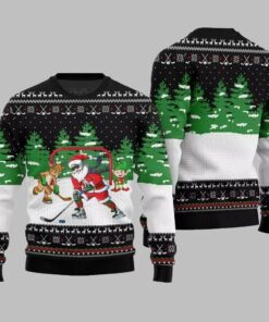 Santa Plays Hockey Ugly Sweater Christmas 2025 
