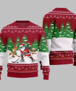 Alternative view of Santa Plays Hockey Ugly Sweater Christmas 2025 