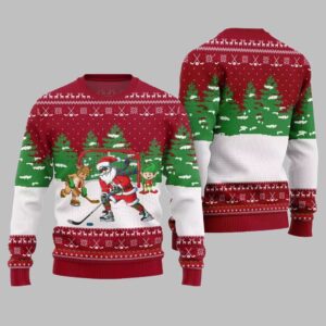 Alternative view of Santa Plays Hockey Ugly Sweater Christmas 2025 - Grishko.com