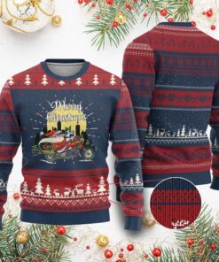 Santa Riding Motorcycle Biker Ugly Christmas Sweater 